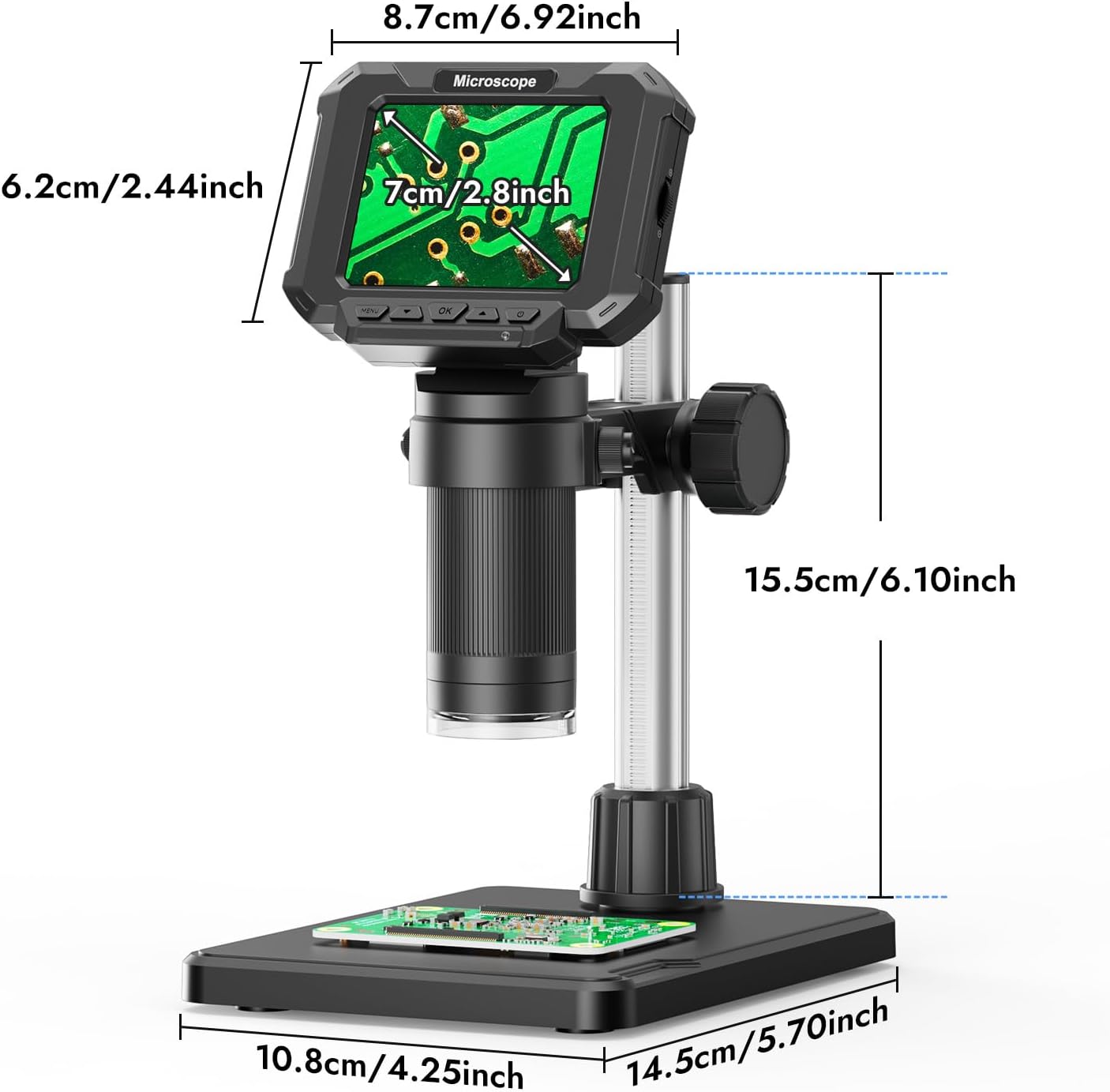 4.3" Coin Microscope for Error Coins (Detail View Only), 1000X Digital LCD Magnifier with Anti-Glare Side Lights, 1080P USB PC View (Win/Mac), Rechargeable Scope for Numismatic Grading