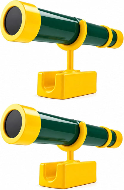 Sratte 1 Pcs Green and Yellow Telescope Playset Attachment Plastic Telescope Featuring 360 Degree Spin Magnification Effect Treehouse Playground Accessories Gifts Outdoor Playhouse