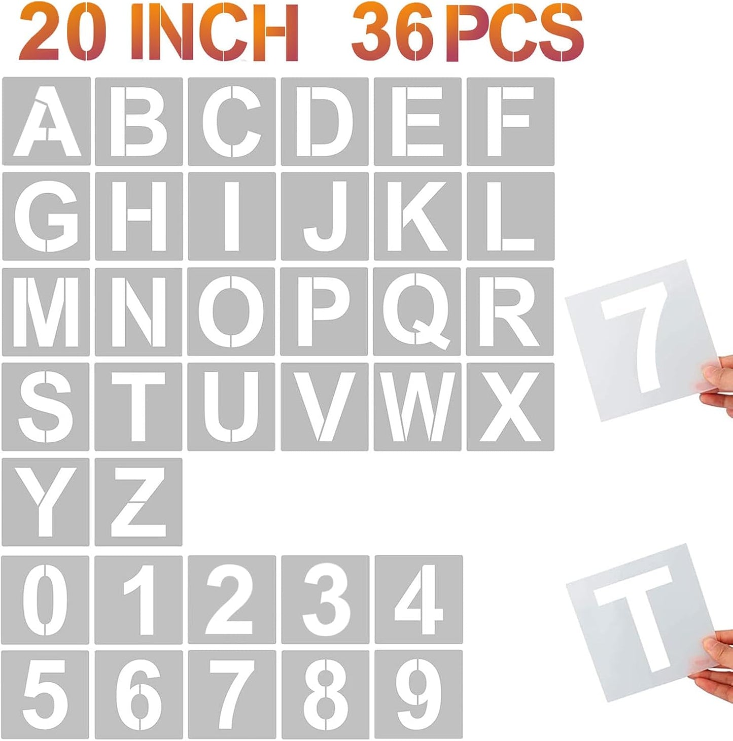 4 Inch Letter Stencils and Numbers, 36 Pcs Alphabet Art Craft Stencil, Reusable Plastic Templates for Wood, Wall, Fabric, Rock, Signage (4 Inch)