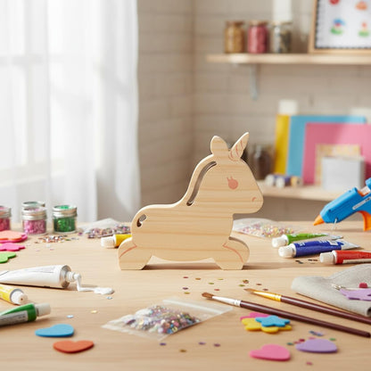 Eray Wooden Unicorn Lacing Montessori braiding Toys for Kids DIY Toy Plane Activities Car Travel Toy Educational Learning Threading for Fine Motor Skills
