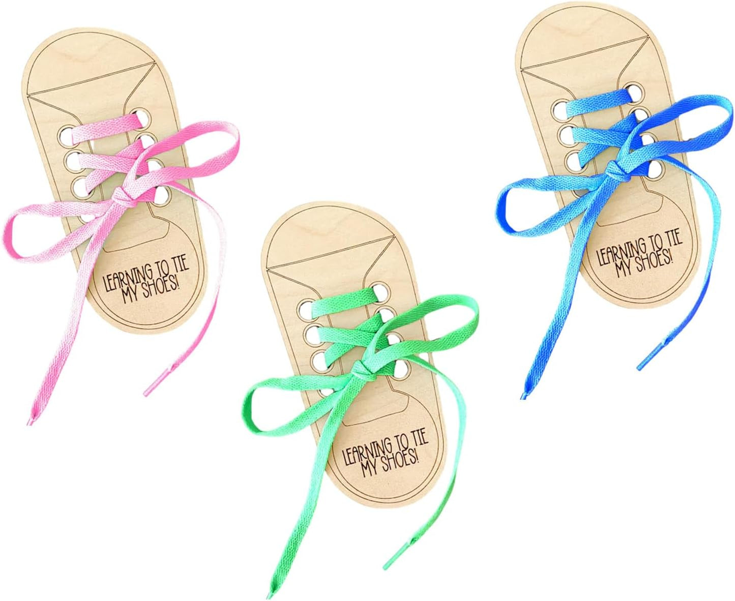 Portable Wooden Lacing Shoe Toy with Colorful Shoelace Tying Practice Board for Parent Skill Development Wooden