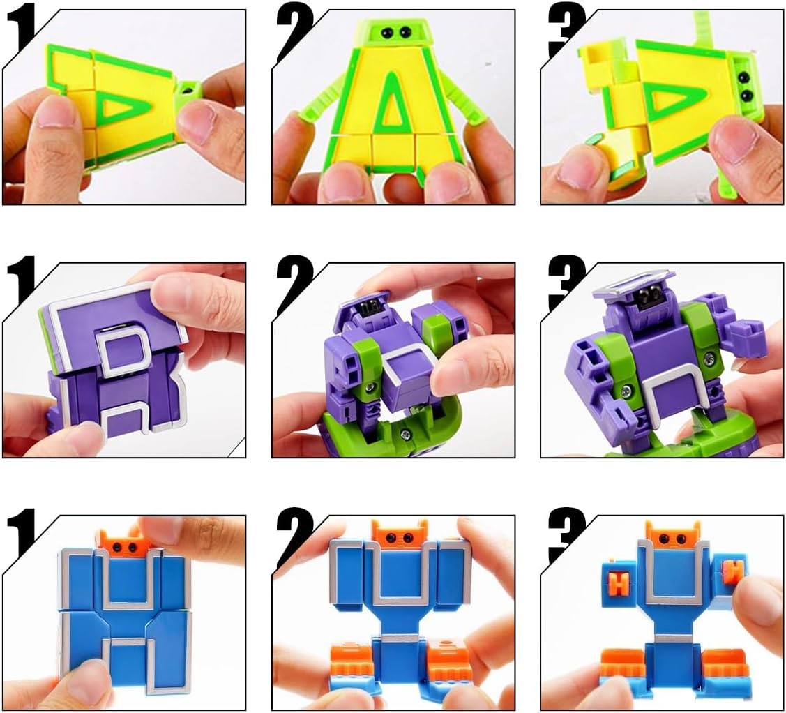 26 Pieces Alphabet Robots, ABC Learning Alphabots for Education, Transforming Robot for Study Learning, Letter Deformation Robots for Birthday Christmas, (A - Z)