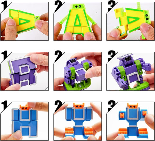 26 Pieces Alphabet Robots, ABC Learning Alphabots for Education, Transforming Robot for Study Learning, Letter Deformation Robots for Birthday Christmas, (A - Z)