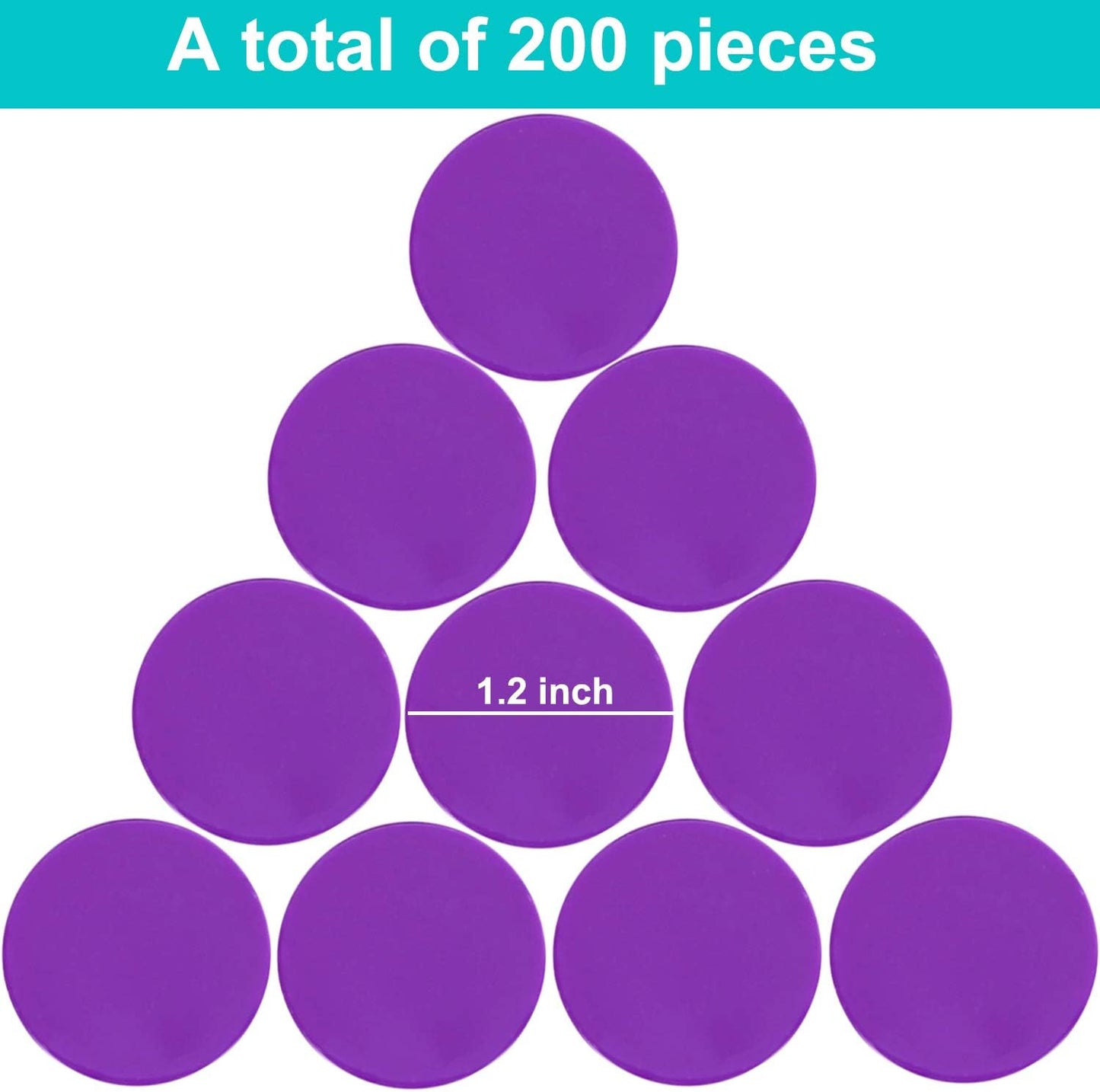 Coopay 200 Pieces 10 Colors 1-1/5 inch Plastic Learning Counters Disks Bingo Chip Counting Discs Markers for Math Practice and Poker Chips Game Tokens