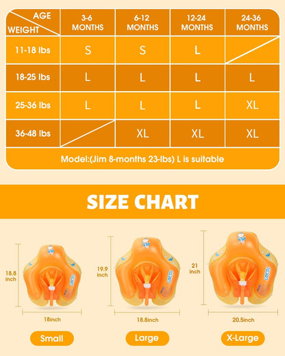 LAYCOL Baby Pool Float with Canopy UPF50+, 5 Point Safety Buckle No Flip Over, Inflatable Toddler Floaties Infant Pool Floats with Double Air Chambers, Baby Beach Essentials/Traval for 3-36M