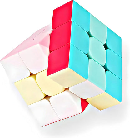 INTEGEAR Full Size 56mm Magic Speed Cube Pastel Colors with Stand Stickerless 3x3 Easy Turning and Smooth Play Durable Puzzle Cube Toy for Kids and Adults