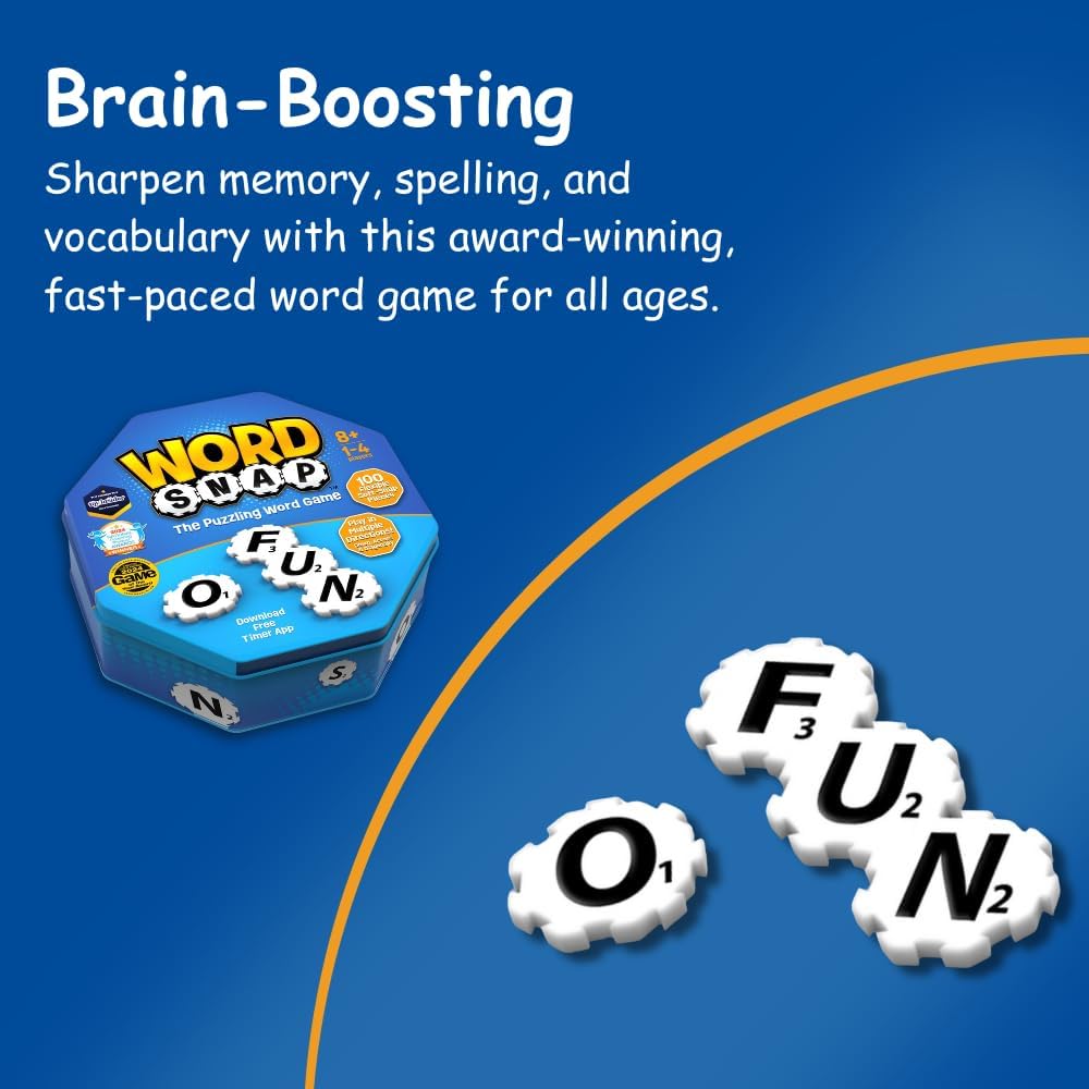 Word Strategy Game with Travel Bag, Word Puzzle for Adults, Family, and Kids, Fun Game for Ages 8+, 1-4 Players