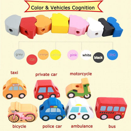 Lacing Farm Toy Wooden Block Set, Early Educational Toys String & Lacing Beads Games for Toddlers Kids Farm Animal Learning Play Set (16 Pieces)