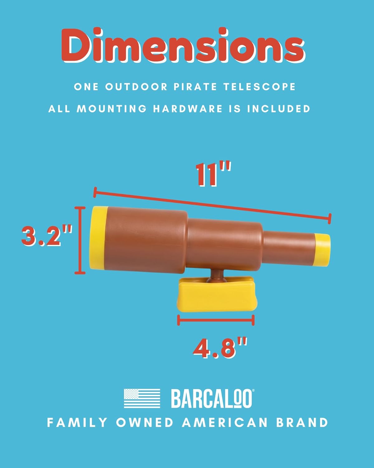 Barcaloo Kids Playset Telescope - Outdoor Backyard Playground Accessories for Kids, Pirate Telescope for Swingset, Jungle Gym, Treehouse, and Playset Accessories