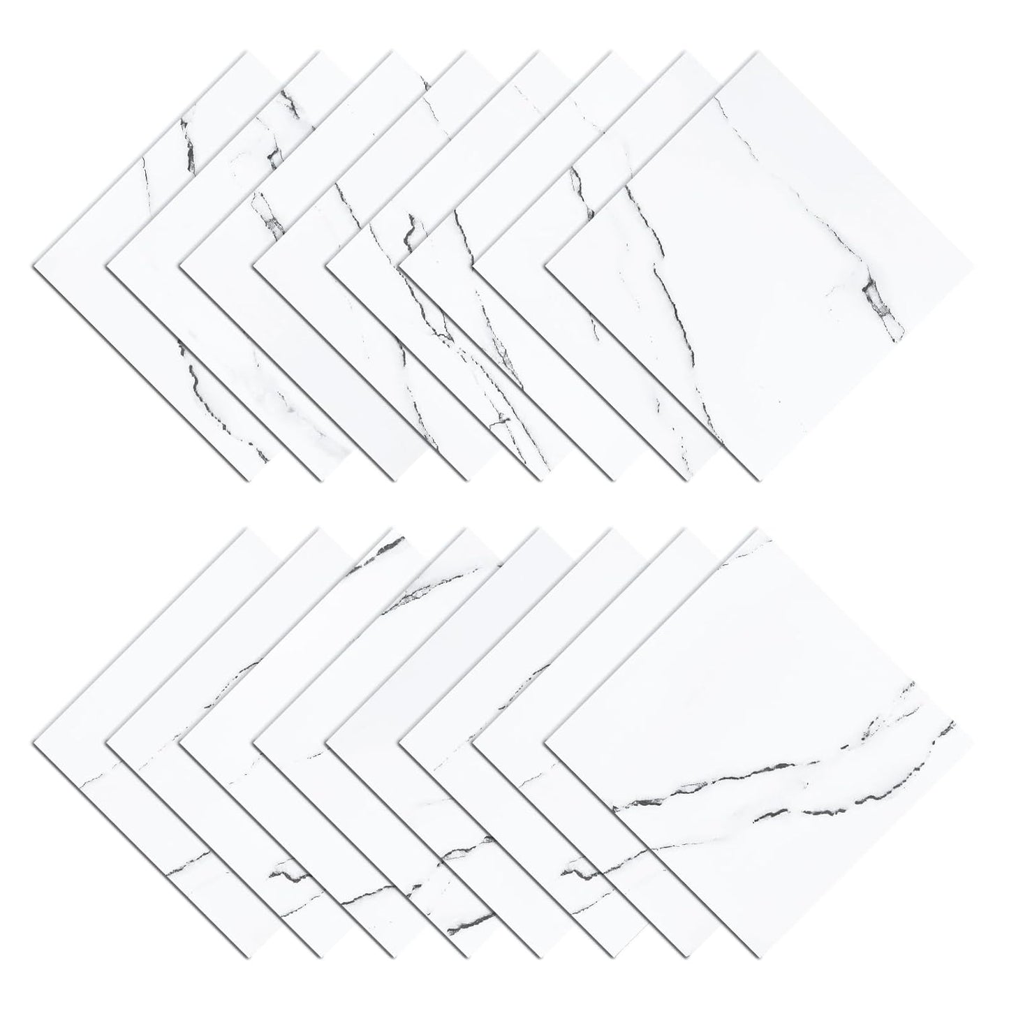 Wallercity White Marble Peel and Stick Vinyl Floor Tiles 6-Pack 12x12 Inches Self Adhesive Waterproof Flooring Planks for Bathroom Kitchen Bedrooms Stick on Floor Tiles Laminate Sheets Vinyl Flooring