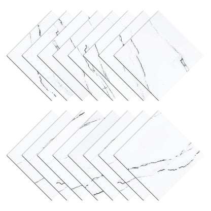 Wallercity White Marble Peel and Stick Vinyl Floor Tiles 6-Pack 12x12 Inches Self Adhesive Waterproof Flooring Planks for Bathroom Kitchen Bedrooms Stick on Floor Tiles Laminate Sheets Vinyl Flooring
