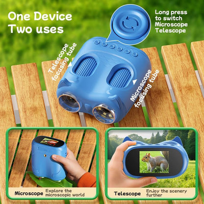 2 in 1 Handheld Microscope and Telescope for Kids, 4K 2.0" Screen, 1000X Digital Microscope for KidsPortable Educational Toys, for Age 4-12 Year Old Boys Girls Children Students
