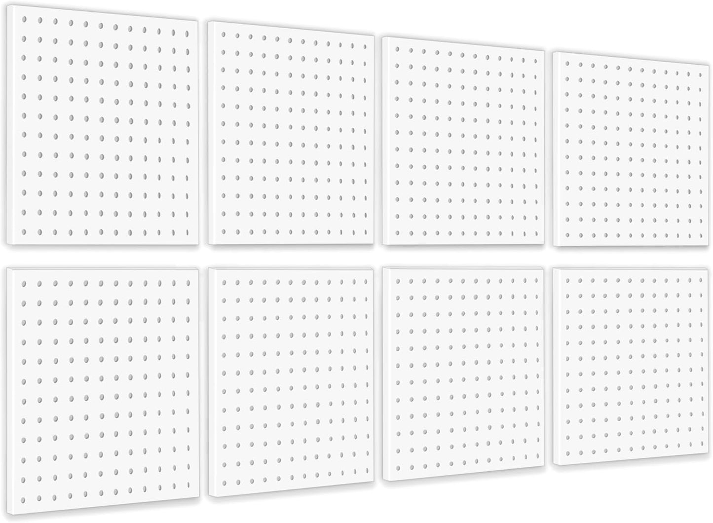 16pcs Pegboard sets, Plastic White Peg board Wall Organizer Kits,4pcs Peg Board and 12 Accessories Modular Hanging, Wall Mount Display Pegboard Panel Sets for Home Office Garage Kitchen Workshop