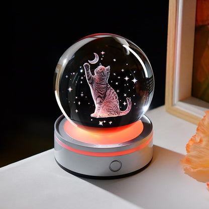 3D Solar System Crystal Ball Universe Glass Ball Space Astronomy Gift Planets Model Science Astrophysics Gifts Solar System Night Light Glass Globe Decor with 12 Colorful Modes Light Base