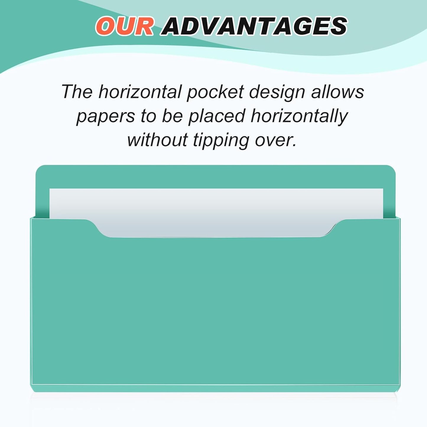 Fuutreo 6 Pcs Magnetic Wall File Organizer Magnetic Wall File Holder Refrigerator Magazine Holder for Mail Letters Paper(Aqua Green,Vertical-large)