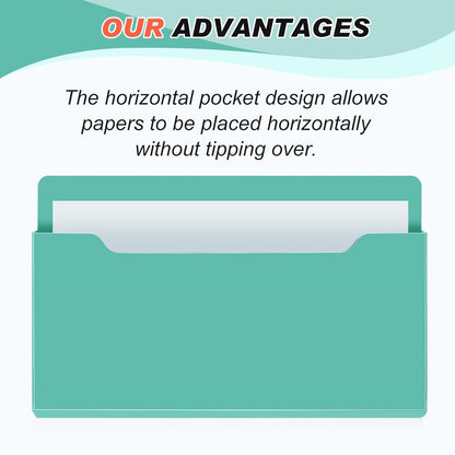 Fuutreo 6 Pcs Magnetic Wall File Organizer Magnetic Wall File Holder Refrigerator Magazine Holder for Mail Letters Paper(Aqua Green,Vertical-large)