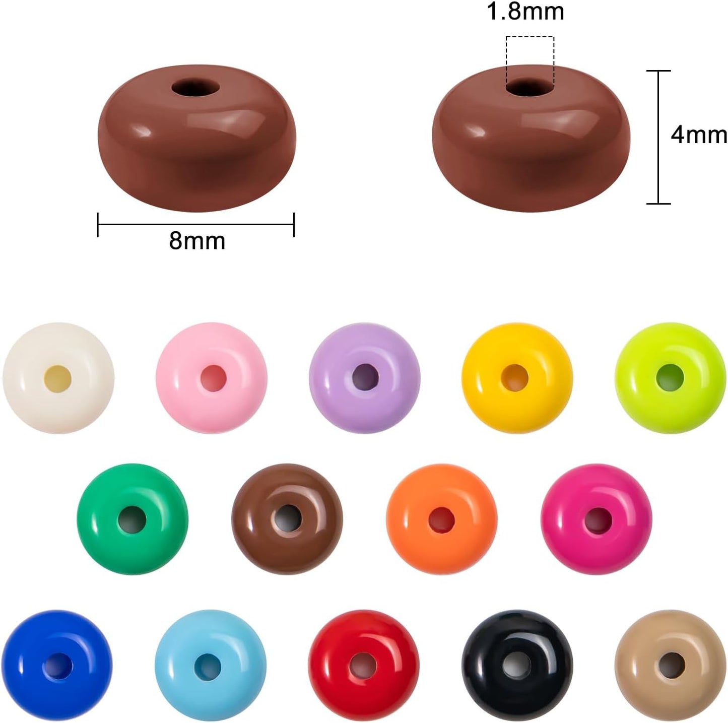 500PCS 8mm Acrylic Lentil Beads, White Abacus Beads Loose Beads for Crafts, Acrylic Spacer Beads for Jewelry Bracelet Necklace Making, Beads for Pens Charms Crafts, Small