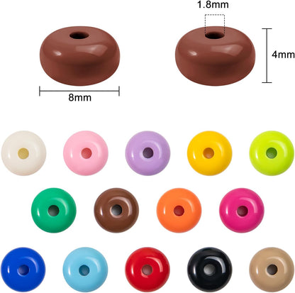 500PCS 8mm Acrylic Lentil Beads, White Abacus Beads Loose Beads for Crafts, Acrylic Spacer Beads for Jewelry Bracelet Necklace Making, Beads for Pens Charms Crafts, Small