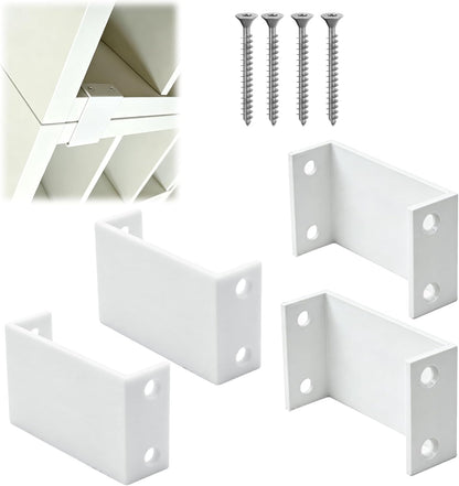 Connector Bracket Insert Compatible with IKEA Kallax Shelf Linking Kit Firm Material 4-Pack Corner Stabilizer for Cube Storage Organizer Easy Install Space Saving Solution (White)