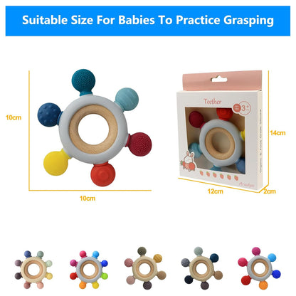 Baby Teething Toys Teething Rings Silicone Teethers for Babies 6-12 Months Baby Rattles & Plush Rings Sensory Toys for Soothing Sore Gums for Newborn Infant Essentials (Animals)