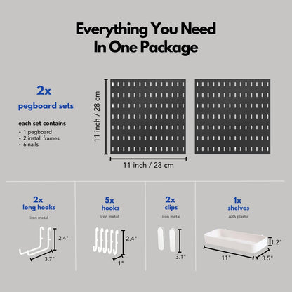 Keepo Peg Board Wall Organizer – Plastic Pegboard Panels, Modular Peg Board Storage System for Home Office, Craft Room, Gaming Setup (White, 33″×22″)