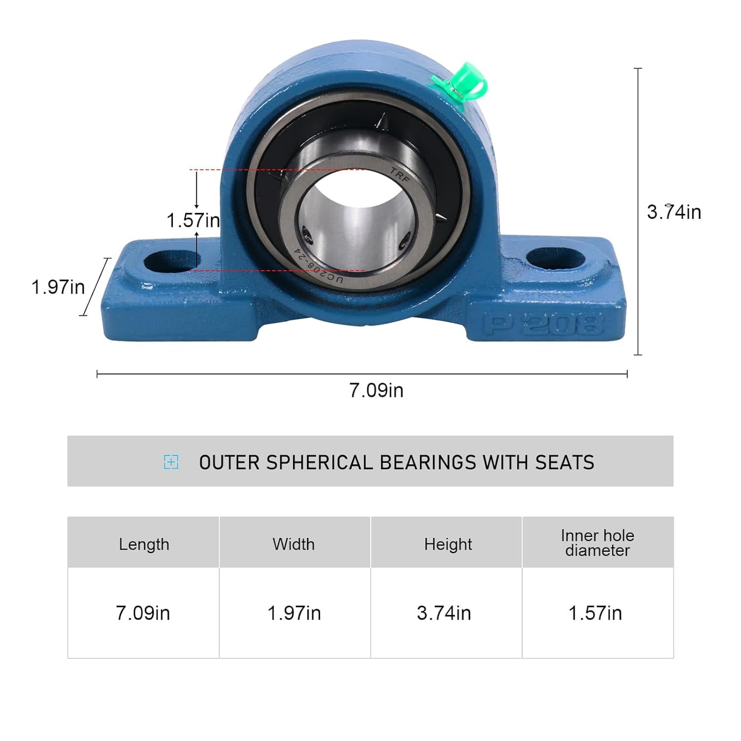 UCP202-10 Pillow Block Bearing,5/8" Bore Mounted Pillow Bearing Cast Iron Base -Self Aligning Chrome Bearing,2 Pcs