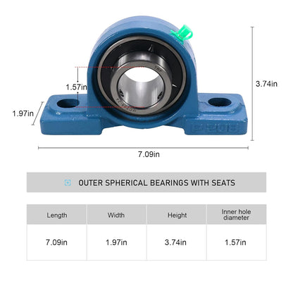 UCP202-10 Pillow Block Bearing,5/8" Bore Mounted Pillow Bearing Cast Iron Base -Self Aligning Chrome Bearing,2 Pcs