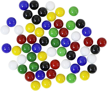 Mega Game Replacment Marbles 14mm -Solid Glass-60 Pieces - Chinese Checkers, Crafting (Multi)