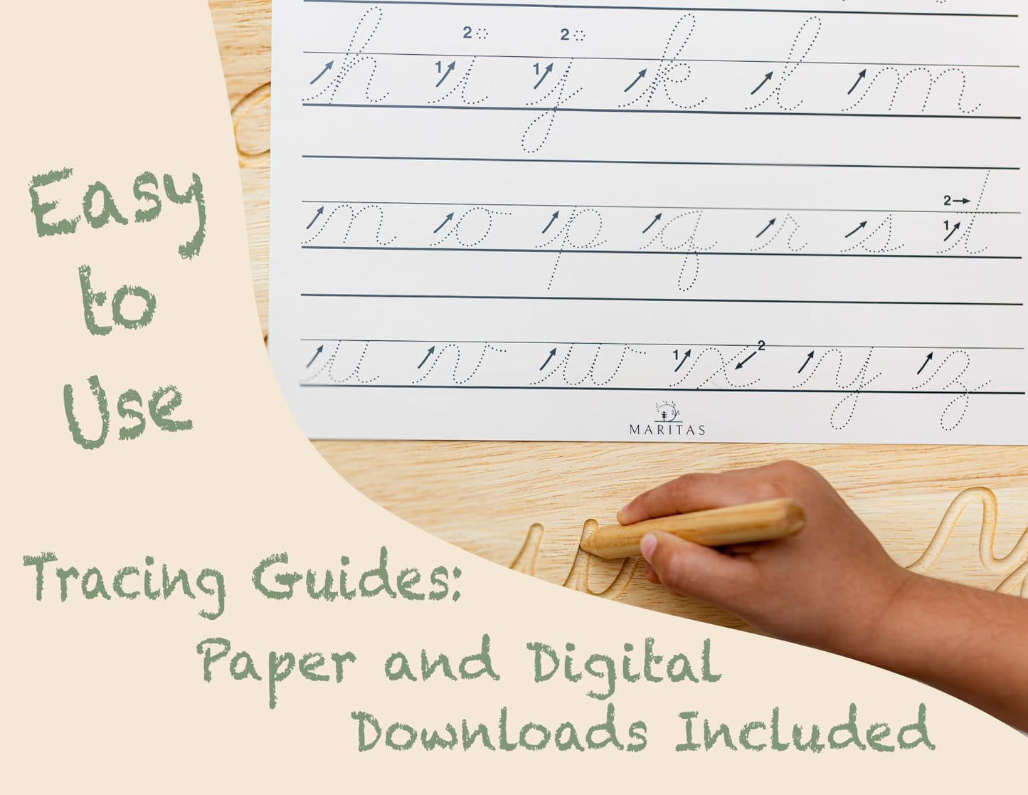 Cursive Alphabet Tracing Board Montessori Toys for 3 Year Old up-Reversible Uppercase and Lowercase-Homeschool Supplies and Preschool Toys-Letter Tracing Learn to Write