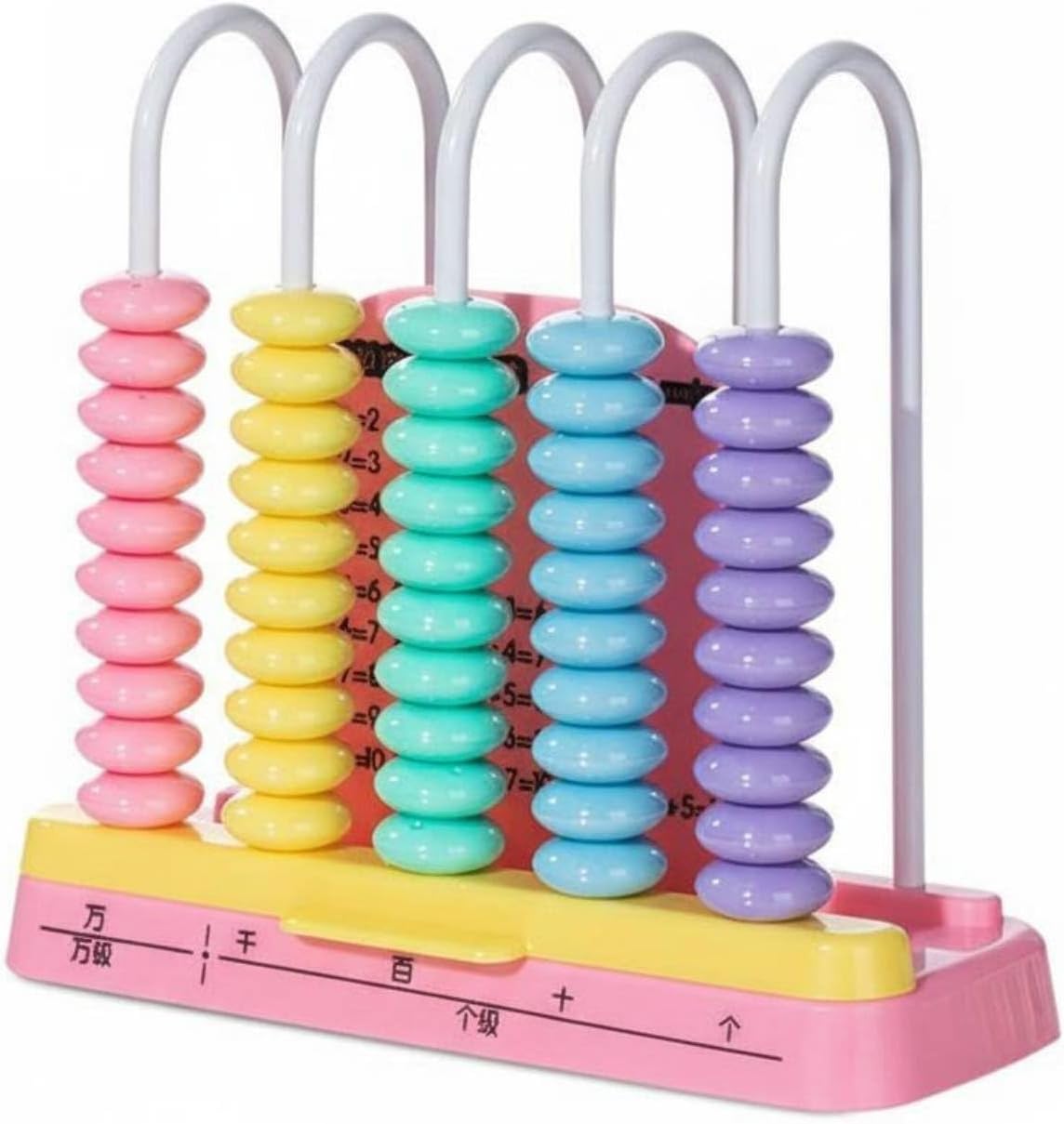 Gralara Abacus Quick Reset Children's Abacus Kids Math Counter for Homeschooling, Pink, 5 Rows