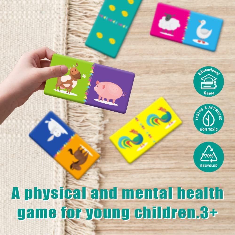 Double-Side Dominoes Games,Animal Dominoes for Kids Ages 4-8,Super Fun Family Game,Make A Great Gift for Preschool,Educational Toys for 3+ Year Old