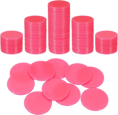 uxcell 120Pcs 1 Inch Poker Chips, Plastic Bingo Chips Learning Counters Counting Counters Disks Markers Opaque Game Tokens for Game Play Math Counting, Pink, Flat