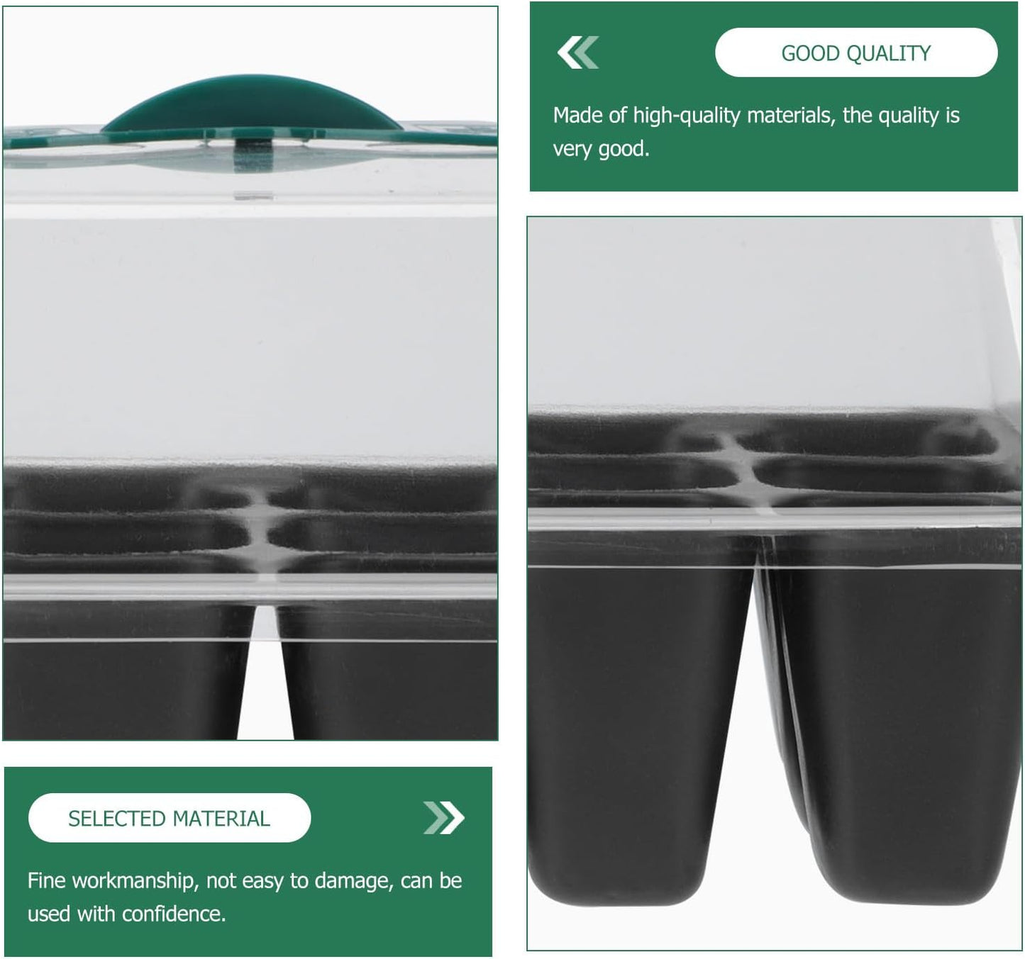 Luxshiny 3pcs Plant Nursery Box with Lid 12-Cell Seed Germination Tray for Garden and Vegetable Planting, Plastic Sprouting Container with Butterfly Clasp, Greenhouse Growing Supplies