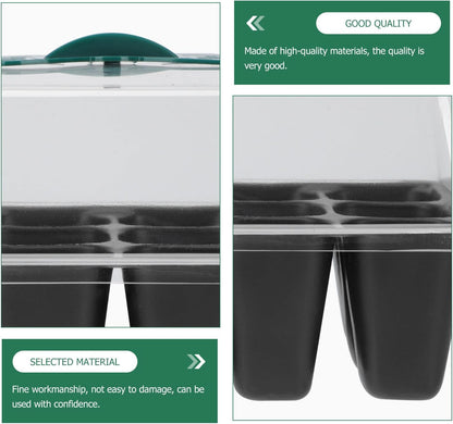 Luxshiny 3pcs Plant Nursery Box with Lid 12-Cell Seed Germination Tray for Garden and Vegetable Planting, Plastic Sprouting Container with Butterfly Clasp, Greenhouse Growing Supplies
