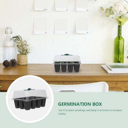 Luxshiny 3pcs Plant Nursery Box with Lid 12-Cell Seed Germination Tray for Garden and Vegetable Planting, Plastic Sprouting Container with Butterfly Clasp, Greenhouse Growing Supplies