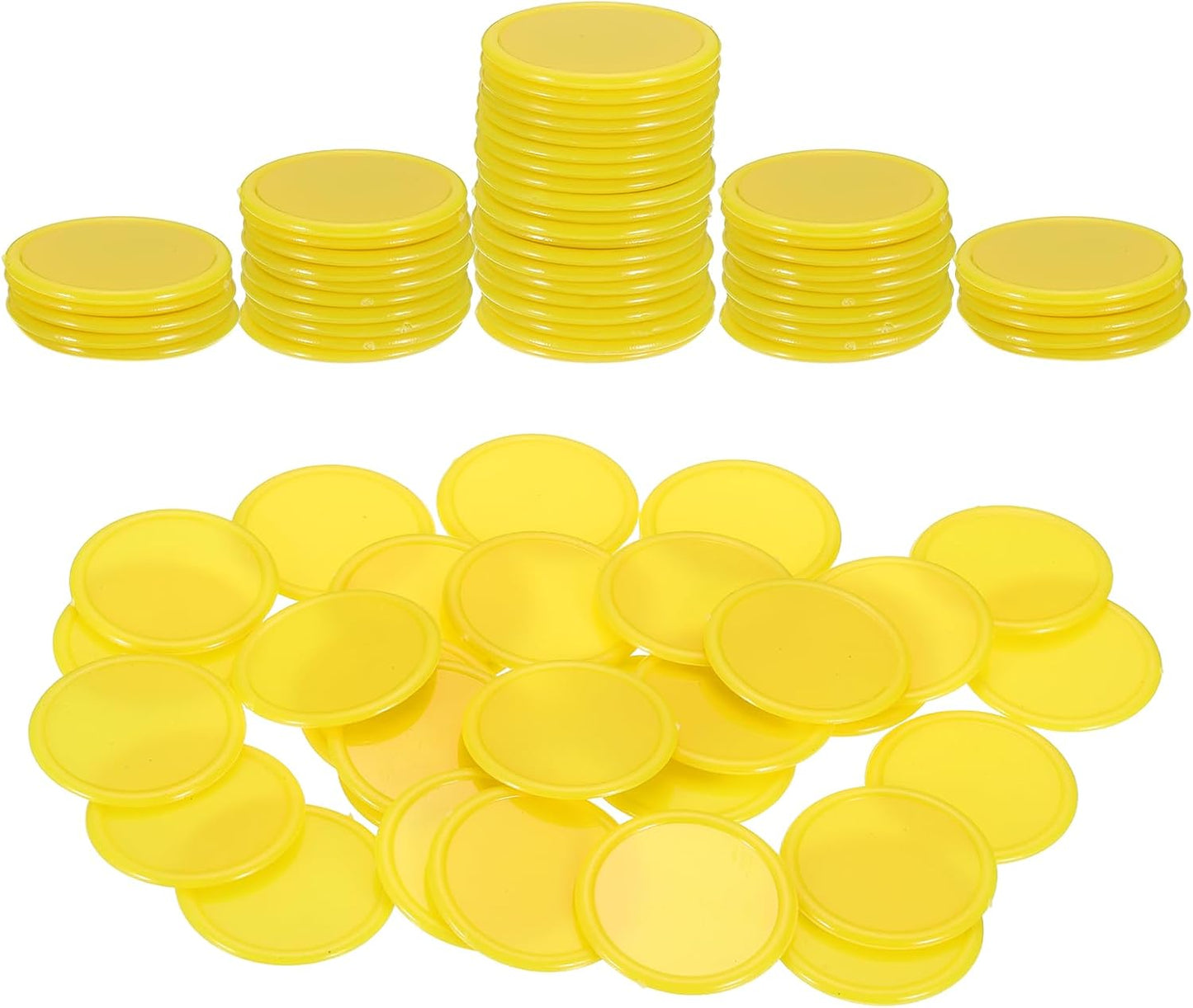 uxcell 100Pcs 0.8 Inch Plastic Poker Chips, Mini Bingo Chips Learning Counters Counting Counters Disks Markers Opaque Game Tokens for Game Play Math Counting, Yellow