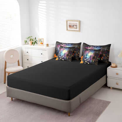 Erosebridal Chemical Equation Bed in a Bag Queen Comforter Set 7 Piece,Chemistry Bedding Sets Science Students Learning Gift Sheet Set with Comforter,Molecular Formula Education Bed Set - Colors A