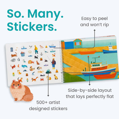 Animals Habitat 500+ Kids Sticker Book by Cupkin Toddler Airplane Travel Activity Coloring and Sticker Book, Road Trip Essentials, 12 Coloring Pages + 12 Scenes for Ages 2–8 Years - Colors A