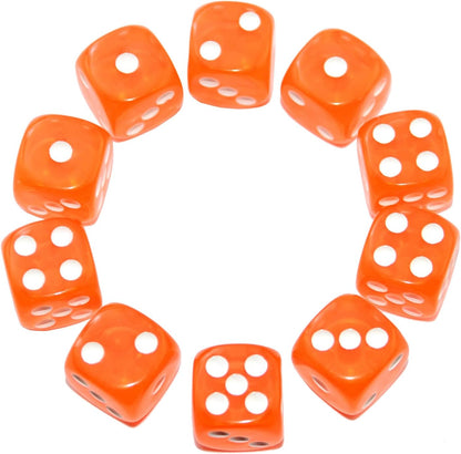 SmartDealsPro 10-Pack D6 Six Sided 16mm Transparent Dice Die for DND, MTG, RPG, Tenzi, Yahtze, Bunco, Table Borad Games, Math Teaching