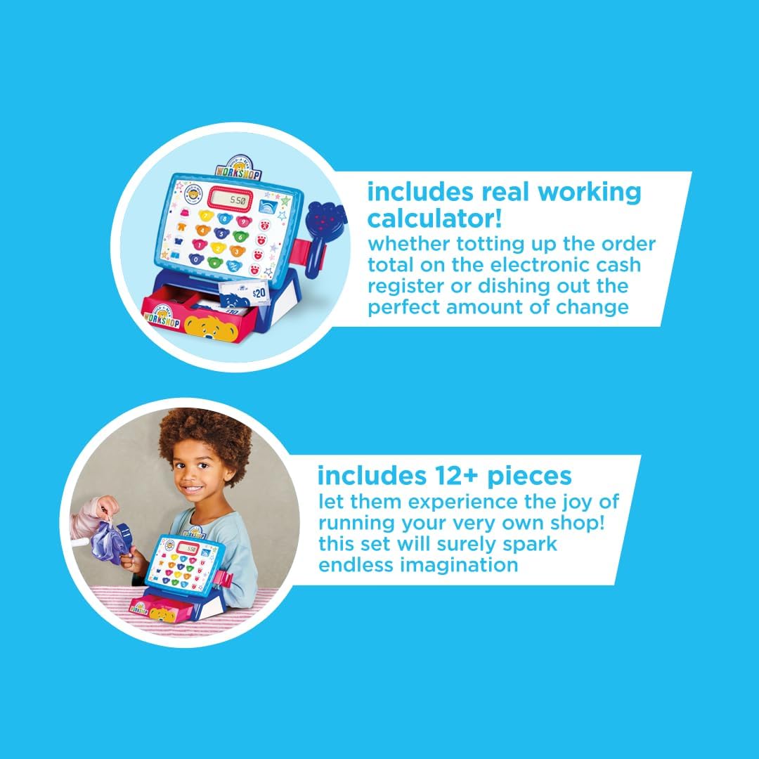 Casdon Build-A-Bear Workshop Toy Shop & Checkout Set | Officially Licensed Build-A-Bear Toy Play Set | Perfect for Roleplay for Children Ages 3+ | Includes Electronic Cash Register
