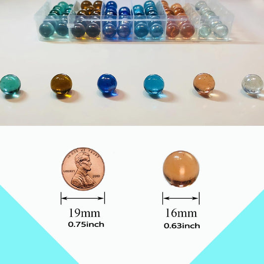72 PCS Marbles for Kids, 6 Colors Glass Marbles Bulk for Marble Games Marble Run Chinese Checkers Vases Home Decor