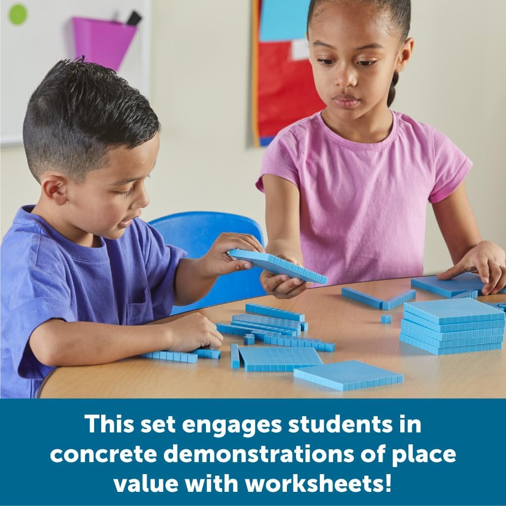 Learning Resources Base Ten Blocks Smart Pack - 121 Pieces, Ages 6+, Grades 1+, Math First Grade Games, School Supplies
