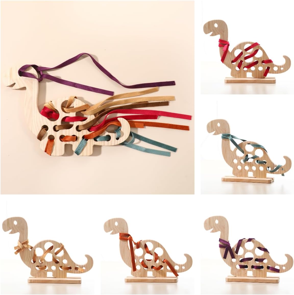 Eray Wooden Unicorn Lacing Montessori braiding Toys for Kids DIY Toy Plane Activities Car Travel Toy Educational Learning Threading for Fine Motor Skills