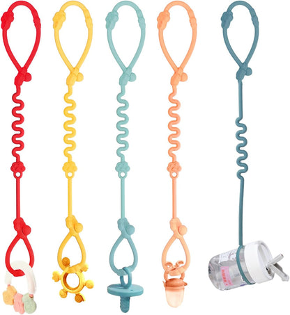 Silicone Toy Straps for Baby, Toy Safety Straps for Stroller High Chair - BPA Free (Red Yellow Orange)