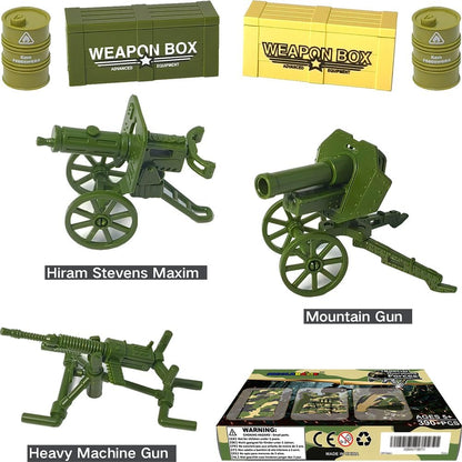 390+ Pcs Military Weapon Pack Building Blocks Toys Army Weapon Set Soldier Gear Set SWAT Accessories Kits, Camouflage Helmet Tactical Vest Shields Gatling, Compatible with Major Minifigure