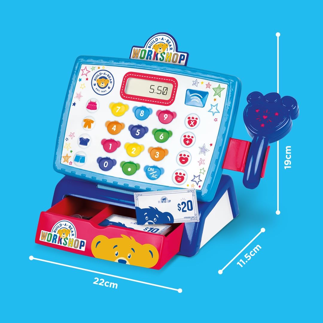 Casdon Build-A-Bear Workshop Toy Shop & Checkout Set | Officially Licensed Build-A-Bear Toy Play Set | Perfect for Roleplay for Children Ages 3+ | Includes Electronic Cash Register