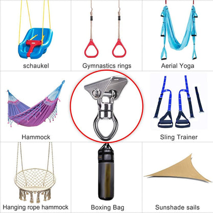 SELEWARE Silent Bearing Swing Swivel, 360° Rotational Device Hanging Accessory with Removeable Buckle for Tree Swing, Hammock Chair, Climbing Rope, Yoga, Kids Swing Swivel 1200LB Capacity, 2 Pack