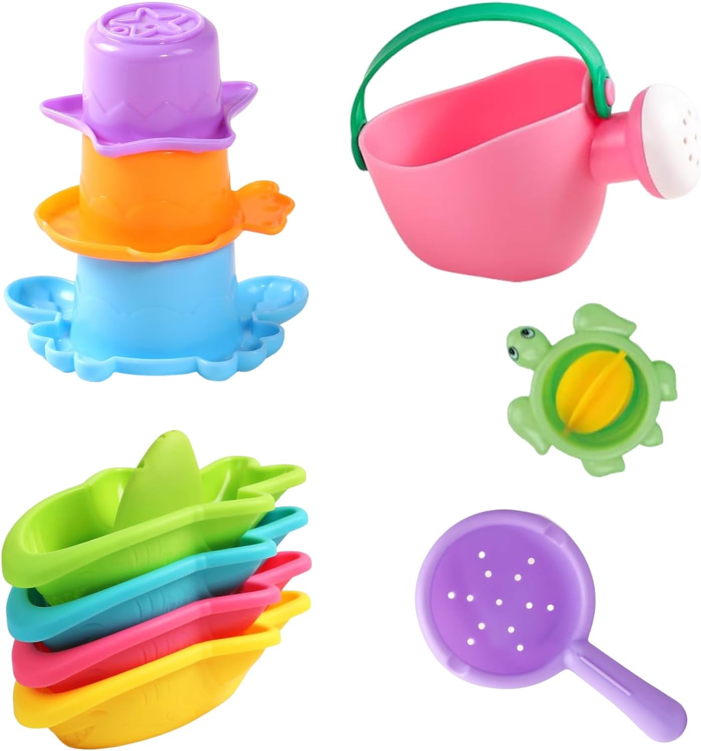 Colorful Water Play 10Pcs Toddler Sand Tools for Beach, Pool Sensory Learning Activities Sand and Water Toy