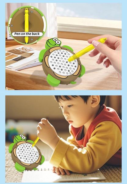 3In1 Strawberry Dolphin Turtle Magnetic Drawing Board for Kids & Toddlers with Beads and Magnet Stylus Pen - Magnetic Travel Toy for Airplane & Car Ride Activities for Kids