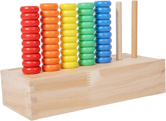 Wooden Color Sorting Stacking Toys Educational for 1 Year Old Wear Resistant Hand Eye Coordination Colored Rings Game Set
